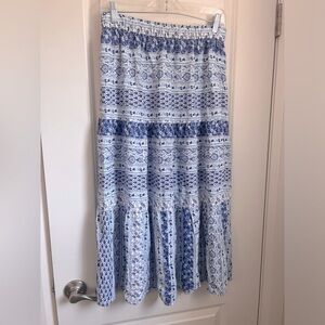 LOFT Boho Blue Patterned Skirt ✨ NWOT